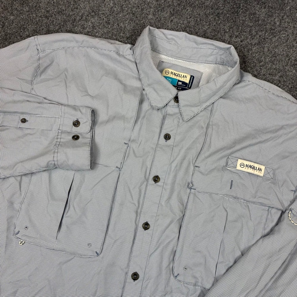 Magellan Outdoors Fishing Gear Shirt Mens Size 2XL XXL Check Fishing Long Sleeve
